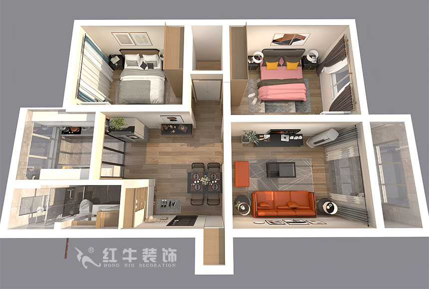 顾娟_全福小区10-201-90㎡-现代风格_2室2厅1卫（旧房装修）_半包￥66800_全包13万00_04鸟瞰图